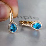 many colors Luxury Water Drop Shaped Stud Earrings Embellished With Sparkling Zircon
