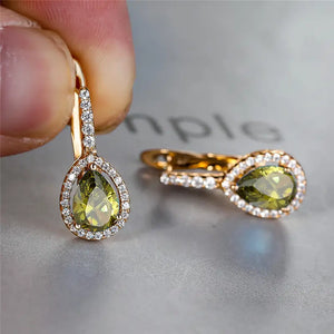 many colors Luxury Water Drop Shaped Stud Earrings Embellished With Sparkling Zircon