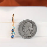Blue Zircon Leaf-shaped Long Hanging Earrings