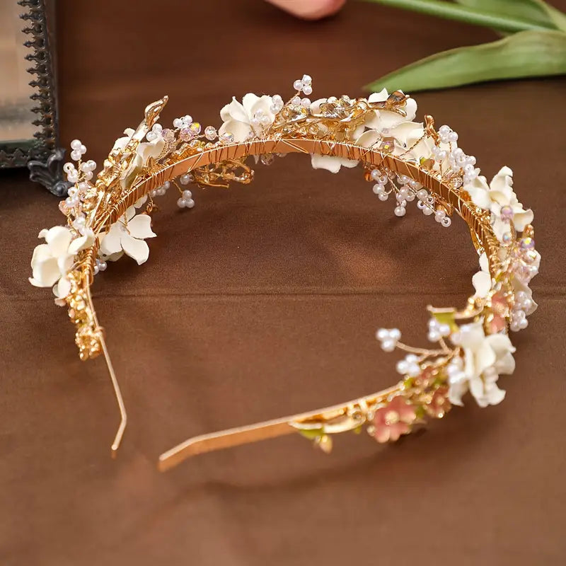 Handmade Flower Headband Hair Ring Tiara – Lisa Marie display picture 1