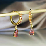 3 Colors Droplet Zircon Pendant Rhinestone Inlaid Dangle Earrings
