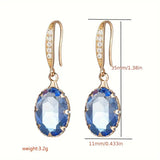 Delicate Oval-shaped Watercolor Gemstone Pendant Earrings Inlaid With Zircon