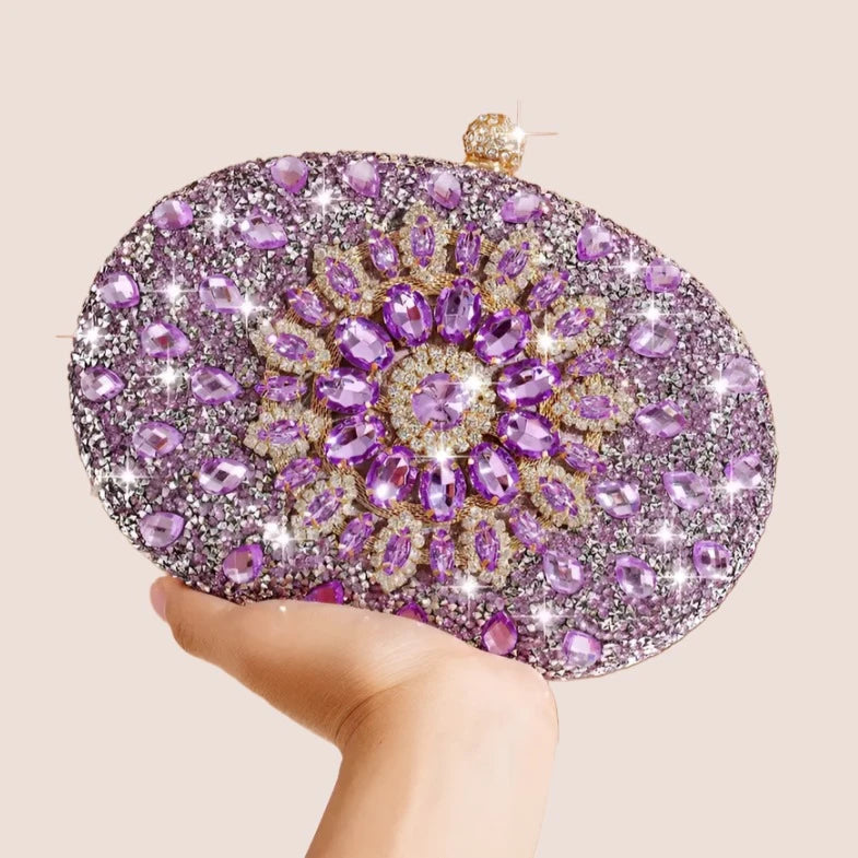 Glittering Night Glam Rhinestone Clutch Bag Violet Purple Glittering Night Glam Rhinestone Clutch Bag Violet Purple