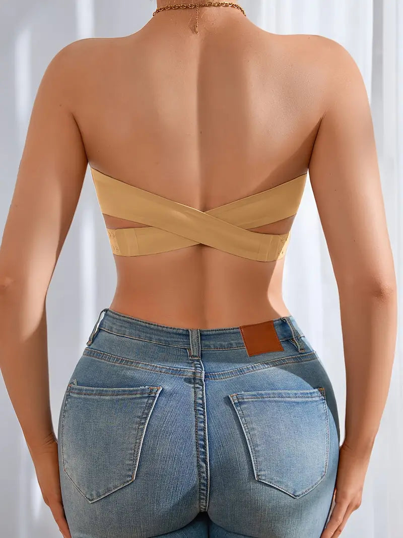 Strapless Bandeau Low back Bra, Medium Support, Side closure