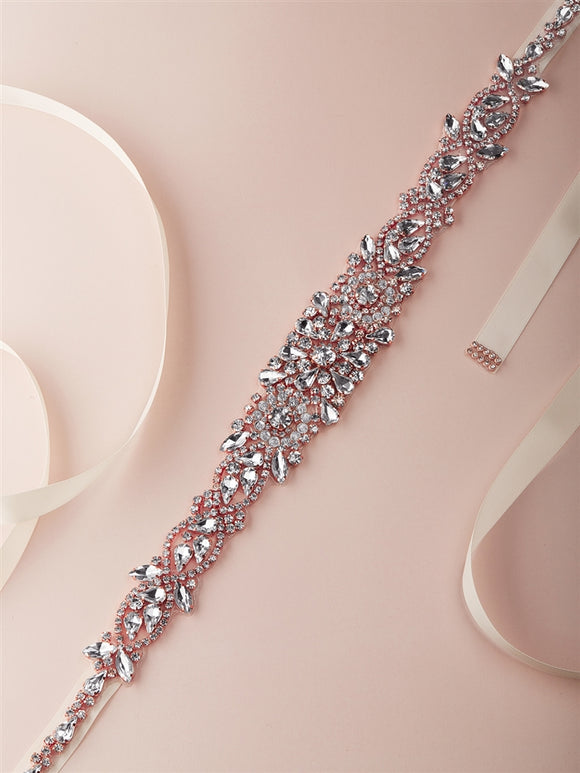 Stunning Rose Gold Bridal Belt with Extra Long 21.5