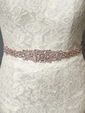 Stunning Rose Gold Bridal Belt with Extra Long 21.5" Crystal Rhinestone Motif - Ivory Ribbon 4609BT-I-RG