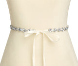 Extra Long 24" Opal & Clear Crystal Marquis Narrow Bridal Belt 4659BT-I-OP-S