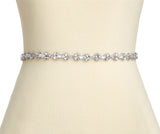 Extra Long 24" Opal & Clear Crystal Marquis Narrow Bridal Belt 4659BT-I-OP-S