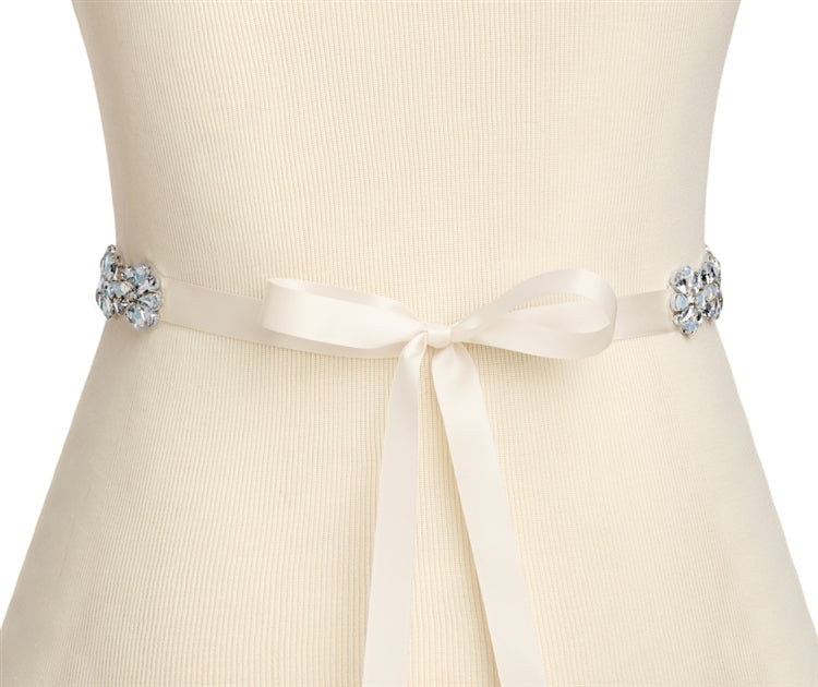 Thin Rhinestone Bow Sash