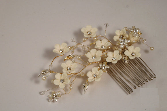 Pearl with Swarovski Crystal Silver Side Comb
