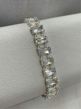 Silver Emerald cut CZ Bracelet