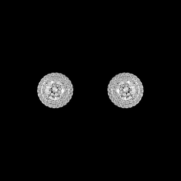 CZ Pave Round Stud Earrings ME-38081