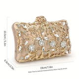 Floral Rhinestone Evening Clutch Silver/Gold