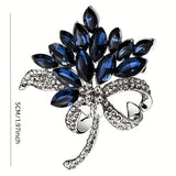 Sapphire Sparkling Crystal Flower Brooch