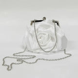 Light Grey Clutch Bag, Rose Blossom Design detachable chain Evening bag