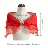 Elegant Gauze One Shoulder Shawl With Rhinestone Bow Buckle