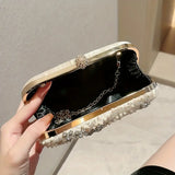 Rhinestone Beaded Clutch Bag Gold/Silver