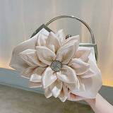 Elegant Floral Pattern Solid Color Evening Clutch Bag