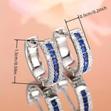 Sapphire Zircon Hoop Earrings