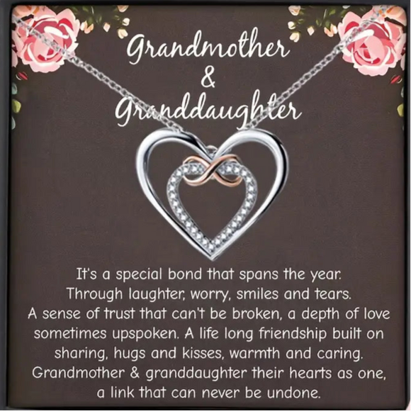 Grandmother & Granddaughter Heart Pendant Necklace