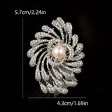 Rhinestone and Pearl Silver Retro Brooch Pin