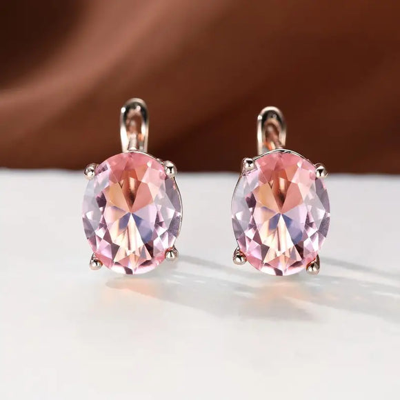 Pink 18K Rose Gold-Plated Zircon Drop Earrings