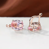 Pink 18K Rose Gold-Plated Zircon Drop Earrings