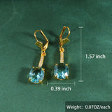 Elegant Large Blue Zircon Drop Dangle Earrings 14K Plated