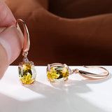 Luxury Oval Cut Rose Gold Zircon Earrings