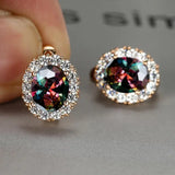 19 Different Color crystal Stone Earrings Ear Clip