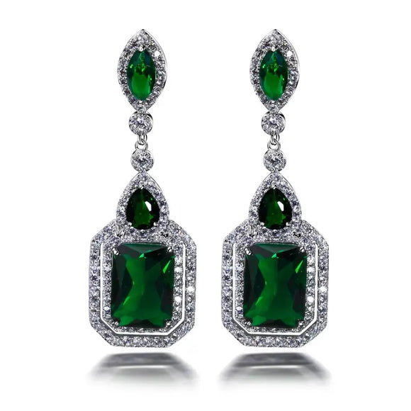 Emerald Green Zircon Emerald Cut Drop Dangle Earrings Lisa Marie's Boutique Emerald Green Zircon Emerald Cut Drop Dangle Earrings Lisa Marie's Boutique