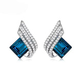 3pcs/set Blue Crystal Pendant Necklace Earrings Set,