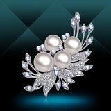 Pearl and Crystal Flower Brooch AB