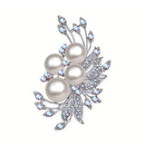 Pearl and Crystal Flower Brooch AB