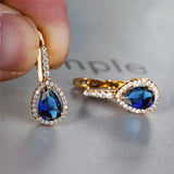 many colors Luxury Water Drop Shaped Stud Earrings Embellished With Sparkling Zircon