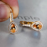 many colors Luxury Water Drop Shaped Stud Earrings Embellished With Sparkling Zircon