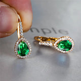 many colors Luxury Water Drop Shaped Stud Earrings Embellished With Sparkling Zircon