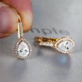 many colors Luxury Water Drop Shaped Stud Earrings Embellished With Sparkling Zircon