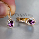 many colors Luxury Water Drop Shaped Stud Earrings Embellished With Sparkling Zircon