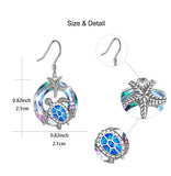 Sea Turtle With Starfish Decor Round Earrings