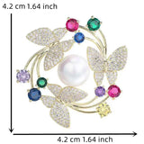 Pearl Flower and Butterfly Brooch Pin/ pendant slidercWhite