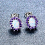 3 colors Pretty Oval Shaped Stud Earrings Shiny Opal