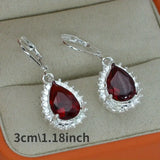 Red Sparkling Tear Drop Earrings