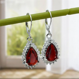 Red Sparkling Tear Drop Earrings