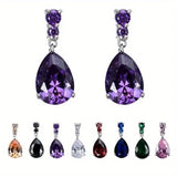 Black Teardrop Shape Zircon Earrings