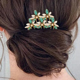 5pcs/set Flower Shaped Twist Hair Pin Sparkling Rhinestone Hair Stick