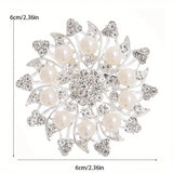 Luxurious Flower Brooch Rose Silver White Pearls