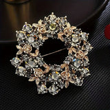 Vintage Elegant Flower Rhinestone Brooch, Blue Sapphire