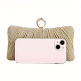 Evening Clutch, Shiny Shoulder Bag, Detachable Chain Ring hold
