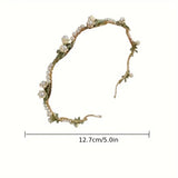 Floral pearl Beaded Hairband Headband Gold Vintage